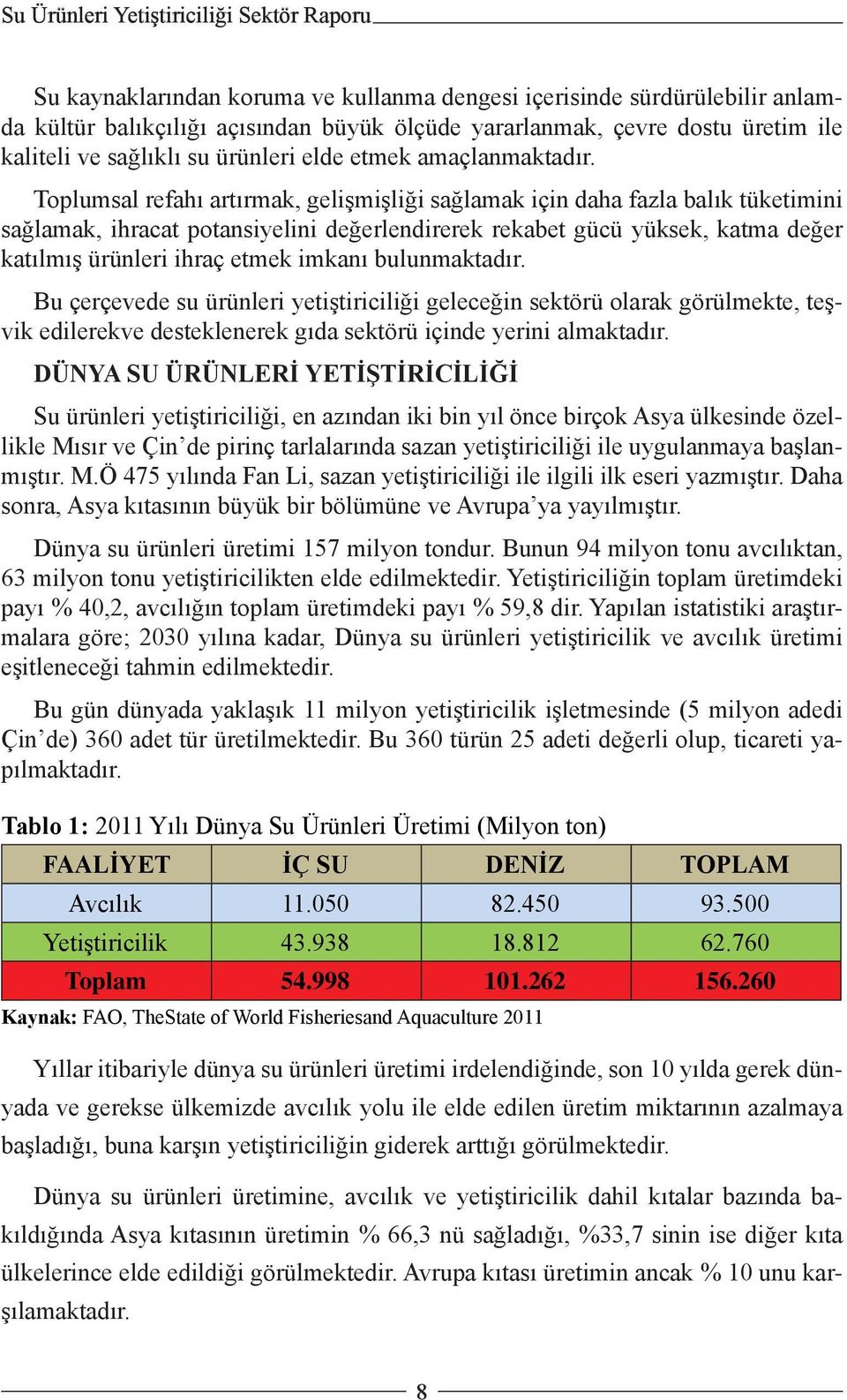 Toplumsal refahı artırmak, gelişmişliği sağlamak için daha fazla balık tüketimini sağlamak, ihracat potansiyelini değerlendirerek rekabet gücü yüksek, katma değer katılmış ürünleri ihraç etmek imkanı