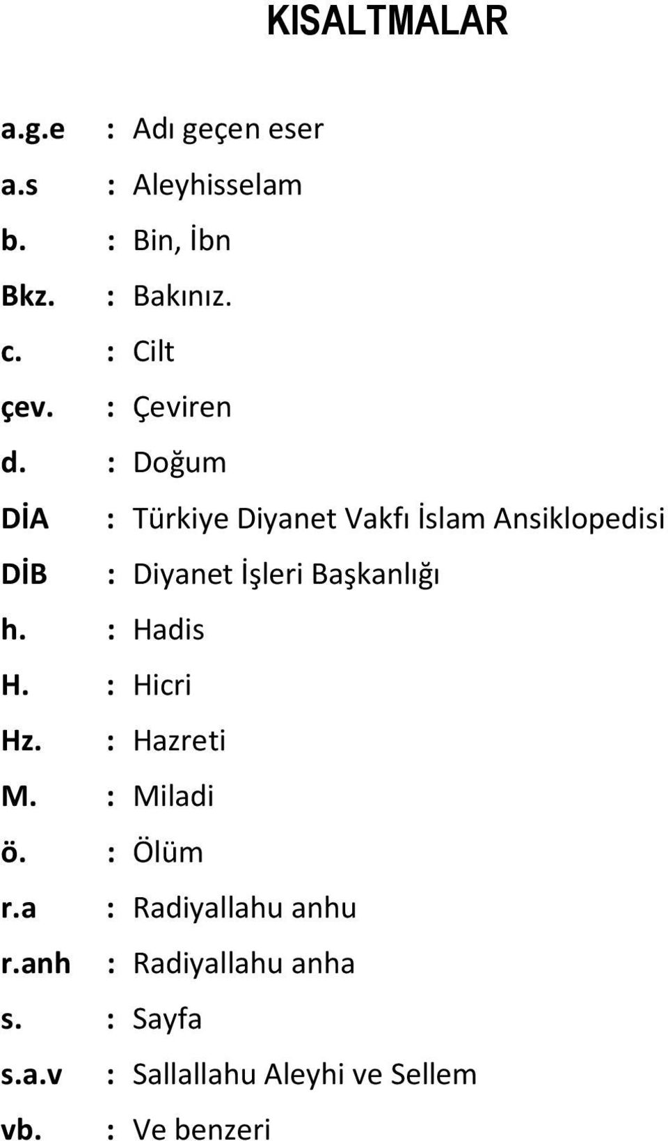 : Doğum DİA : Türkiye Diyanet Vakfı İslam Ansiklopedisi DİB : Diyanet İşleri Başkanlığı h.