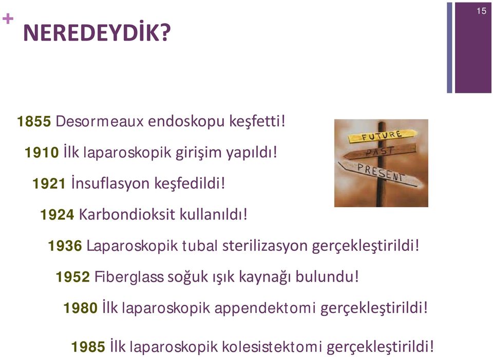 1924 Karbondioksit kullanıldı! 1936 Laparoskopik tubal sterilizasyon gerçekleştirildi!