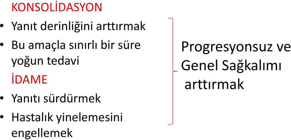 Yanıtı sürdürmek Hastalık yinelemesini