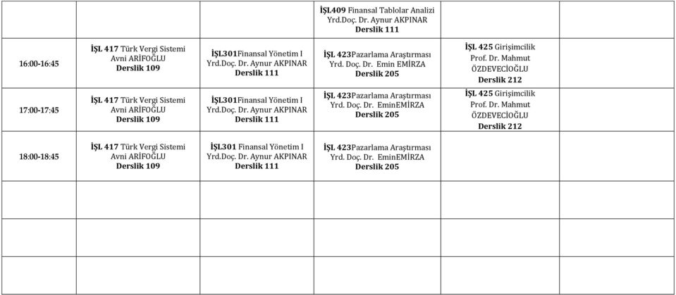 Emin EMİRZA 17:00-17:45 İŞL301Finansal  EminEMİRZA