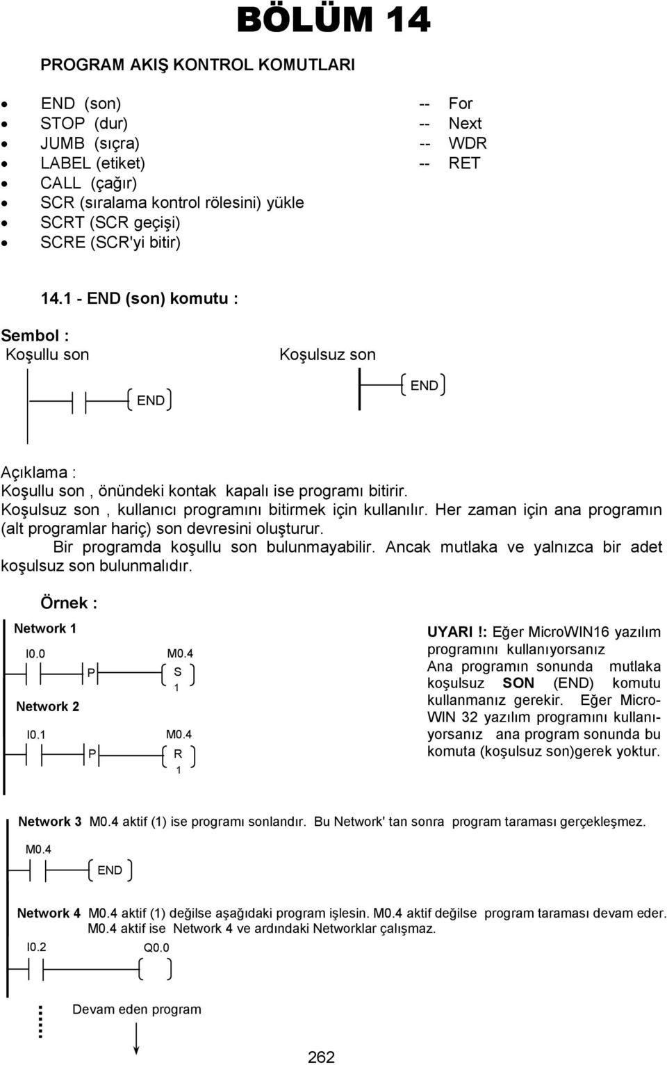 Her zaman için ana n (alt programlar hariç) son devresini oluşturur. Bir programda koşullu son bulunmayabilir. Ancak mutlaka ve yalnızca bir adet koşulsuz son bulunmalıdır.