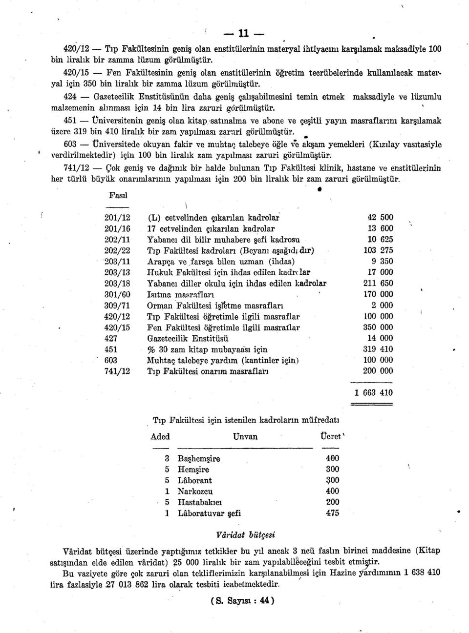 Gazetecilik Enstitüsünün daha geniş çalışabilmesini temin etmek maksadiyle ve lüzumlu N malzemenin alınması için bin lira zaruri görülmüştür.