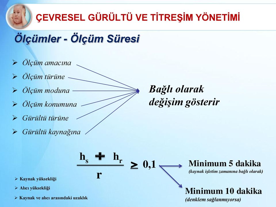 h s r h r 0,1 Minimum 5 dakika (kaynak işletim zamanına bağlı olarak) Alıcı