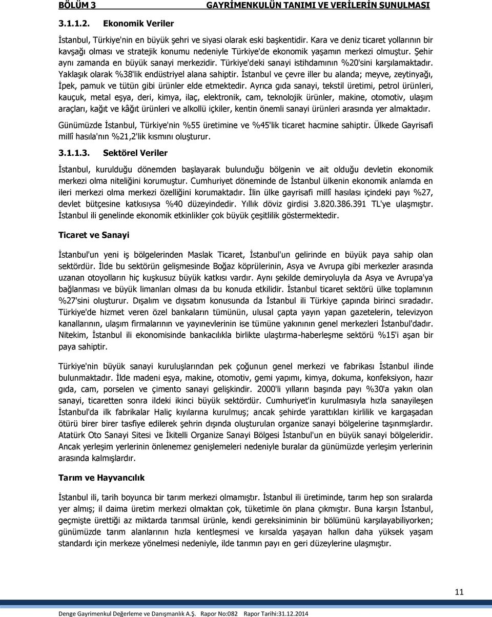 Türkiye'deki sanayi istihdamının %20'sini karşılamaktadır. Yaklaşık olarak %38'lik endüstriyel alana sahiptir.