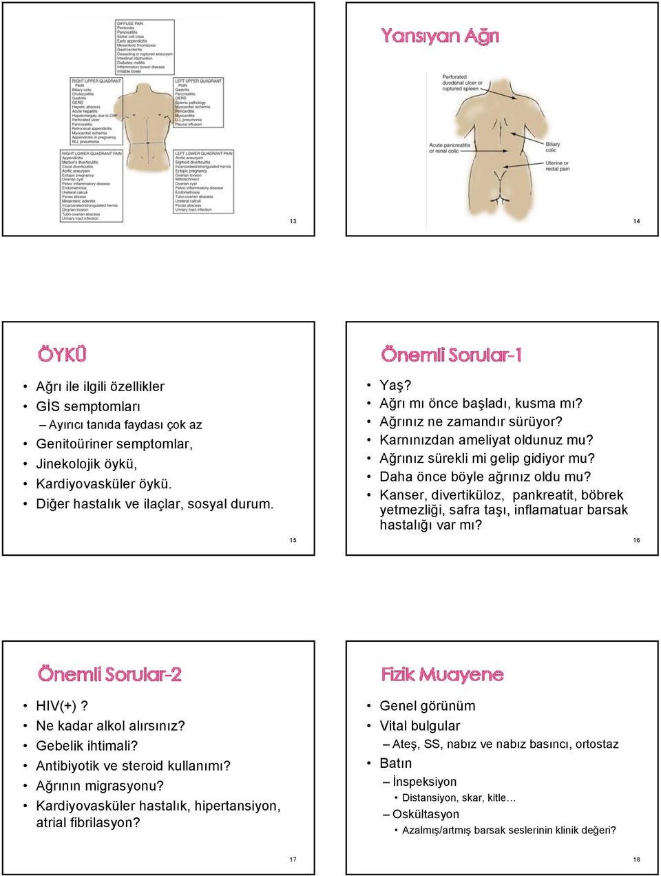 Kanser, divertiküloz, pankreatit, böbrek yetmezliği, safra taşı, inflamatuar barsak hastalığı var mı? 16 HIV(+)? Ne kadar alkol alırsınız? Gebelik ihtimali? Antibiyotik ve steroid kullanımı?