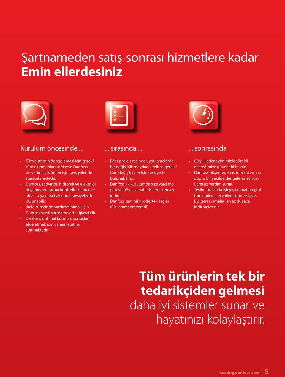 Danfoss, radyatör, hidronik ve elektrikli döşemeden ısıtma kontrolleri sunar ve ideal ısı yayıcısı hakkında tavsiyelerde bulunabilir.