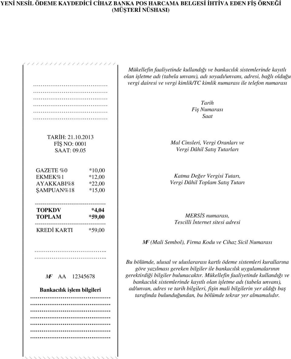 05 Mal Cinsleri, Vergi Oranları ve Vergi Dâhil Satış Tutarları GAZETE %0 *10,00 EKMEK%1 *12,00 AYAKKABI%8 *22,00 ŞAMPUAN%18 *15,00 ------------------------------------- TOPKDV *4,04 TOPLAM *59,00