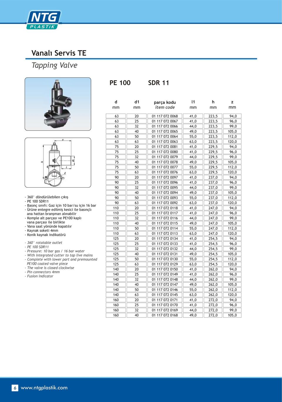 mains - Complete wit lower part an premounte PE100 coate valve piece - Te valve is close clockwise - Pin connectors 4 - Fusion inicator 1 1 1 1 1 1 1 1 1 1 1 1 01 117 072 0068 01 117 072 0067 01 117