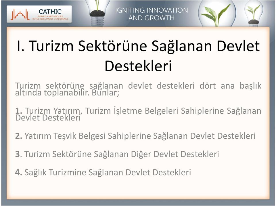 Turizm Yatırım, Turizm İşletme Belgeleri Sahiplerine Sağlanan Devlet Destekleri 2.