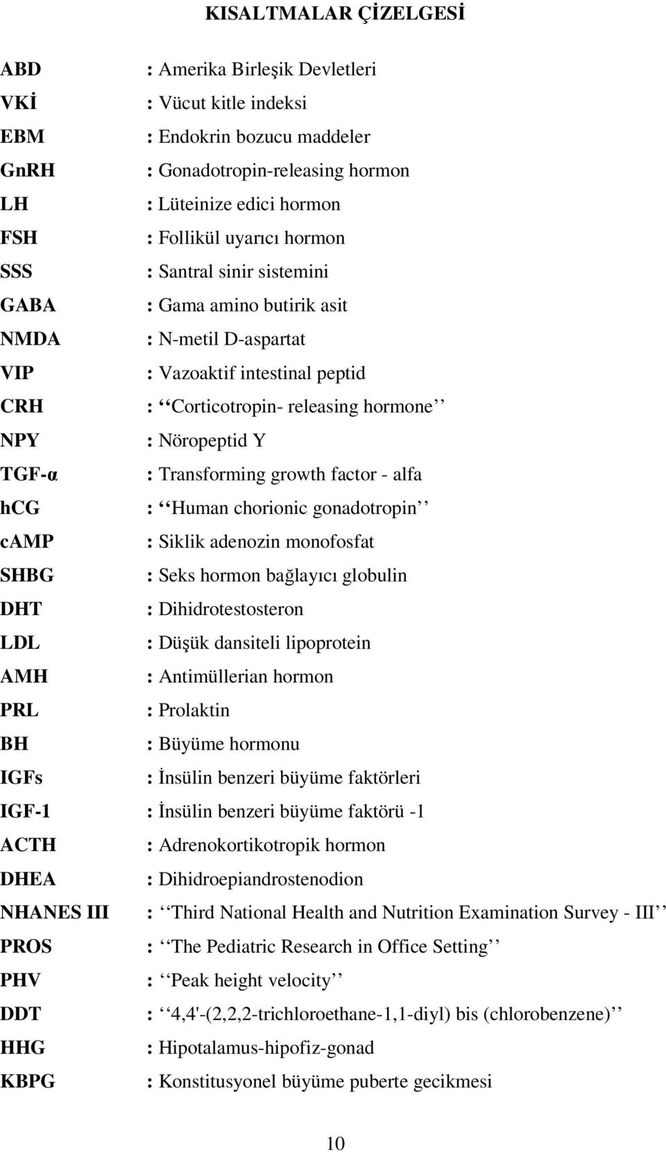 : Transforming growth factor - alfa hcg : Human chorionic gonadotropin camp : Siklik adenozin monofosfat SHBG : Seks hormon bağlayıcı globulin DHT : Dihidrotestosteron LDL : Düşük dansiteli