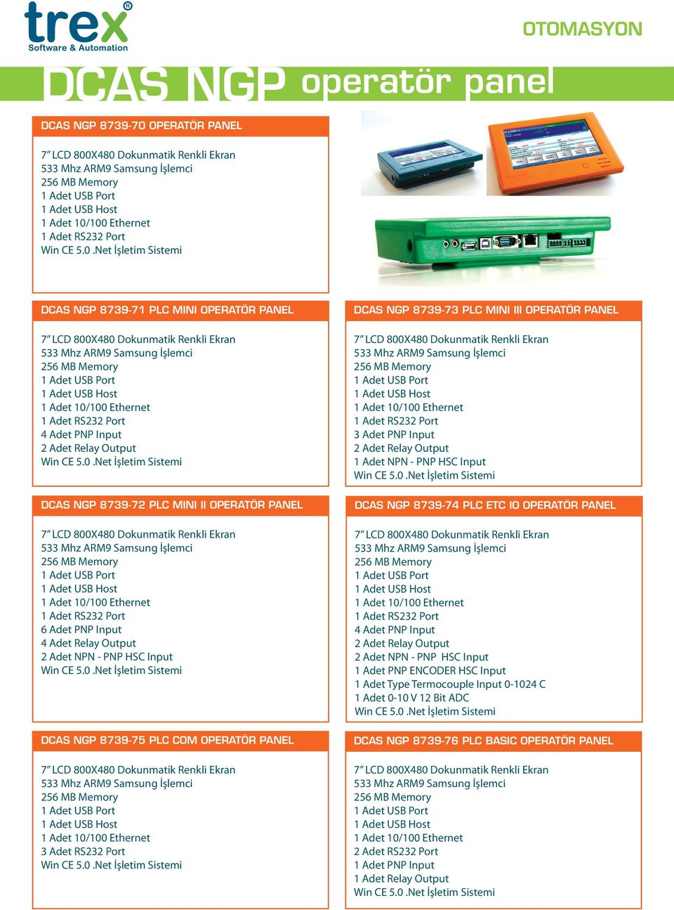 Adet Relay Output 1 Adet NPN - PNP HSC Input 8739-74 PLC ETC IO OPERATÖR PANEL 4 Adet PNP Input 2 Adet Relay Output 2 Adet NPN - PNP HSC Input 1 Adet PNP