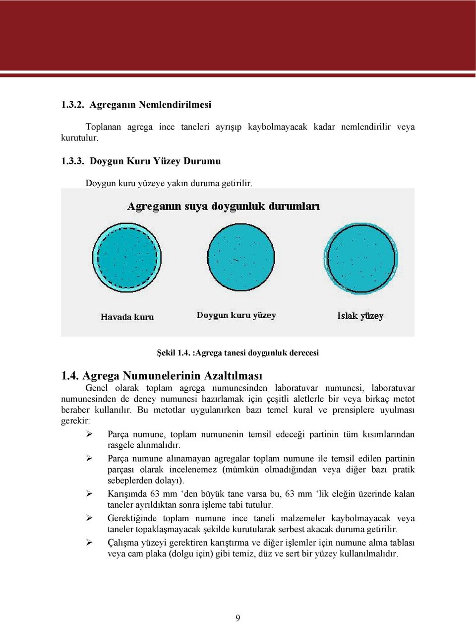 :Agrega tanesi doygunluk derecesi 1.4.