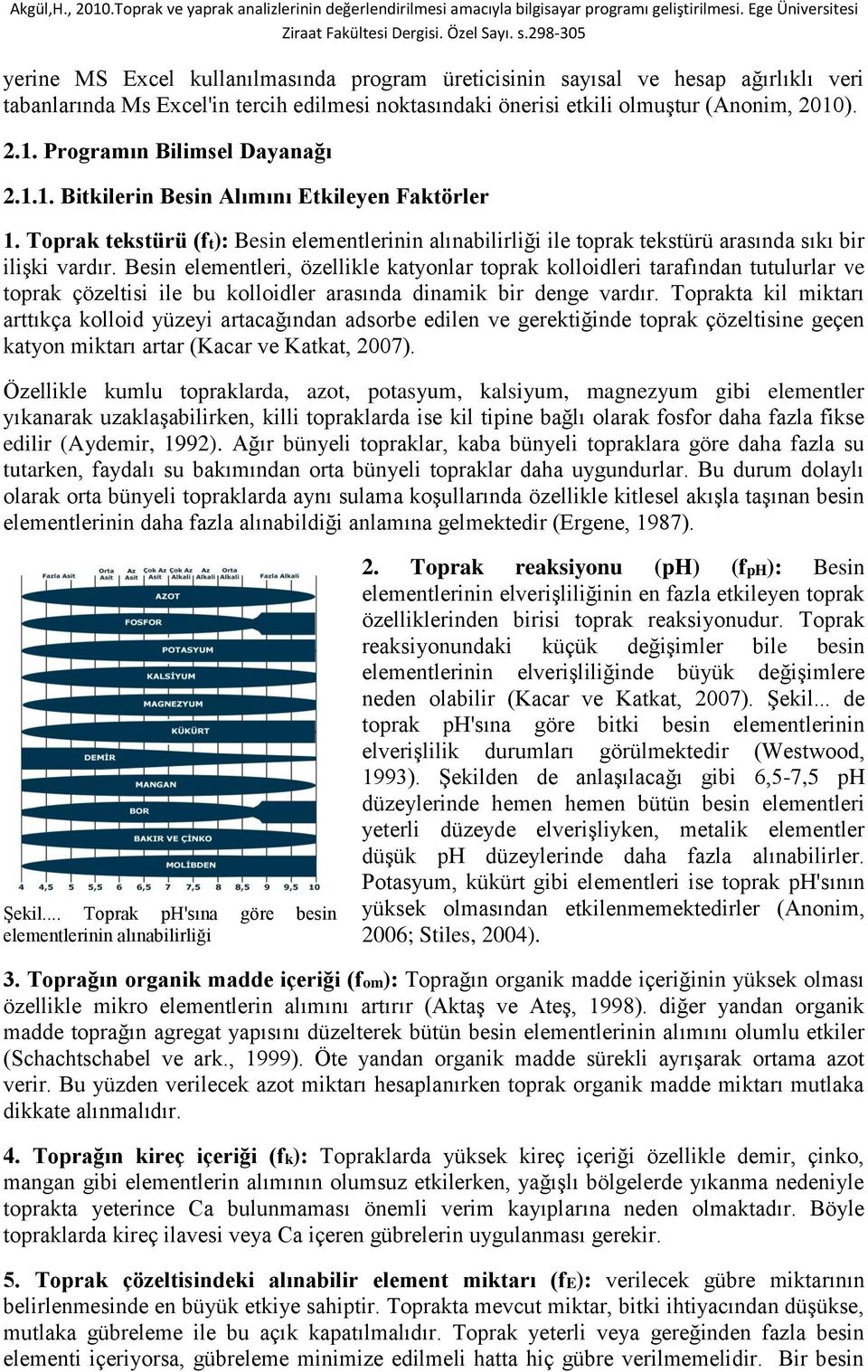 Toprak tekstürü (ft): Besin elementlerinin alınabilirliği ile toprak tekstürü arasında sıkı bir ilişki vardır.