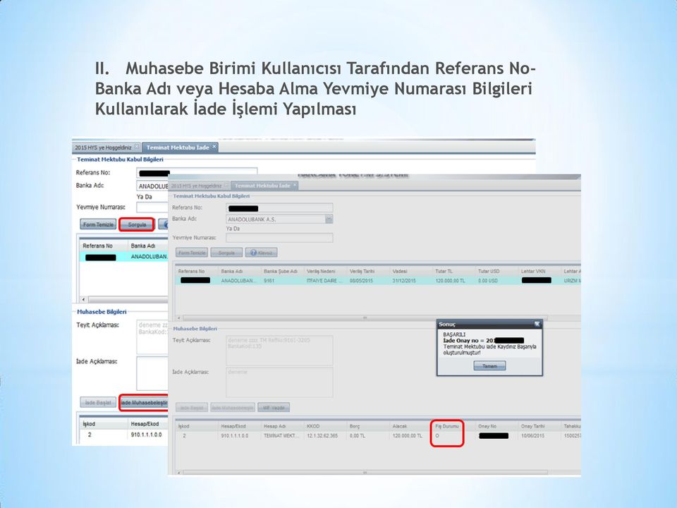 veya Hesaba Alma Yevmiye Numarası