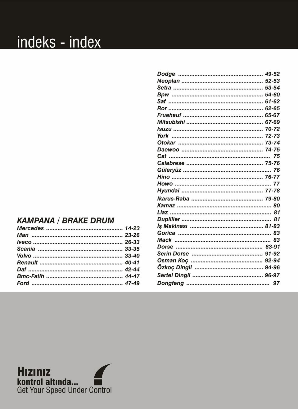 .. 75 Calabrese... 75-76 Güleryüz... 76 Hino... 76-77 Howo... 77 Hyundai... 77-78 Ikarus-Raba... 79-80 Kamaz... 80 Liaz... 81 Dupillier... 81 İş Makinası... 81-83 Gorica... 83 Mack.