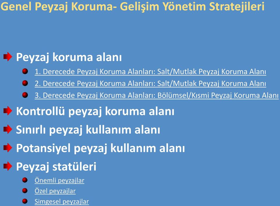 Derecede Peyzaj Koruma Alanları: Salt/Mutlak Peyzaj Koruma Alanı 3.