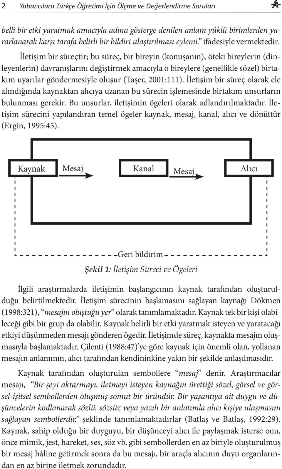 (Taşer, 2001:111). İletişim bir süreç olarak ele alındığında kaynaktan alıcıya uzanan bu sürecin işlemesinde birtakım unsurların bulunması gerekir.