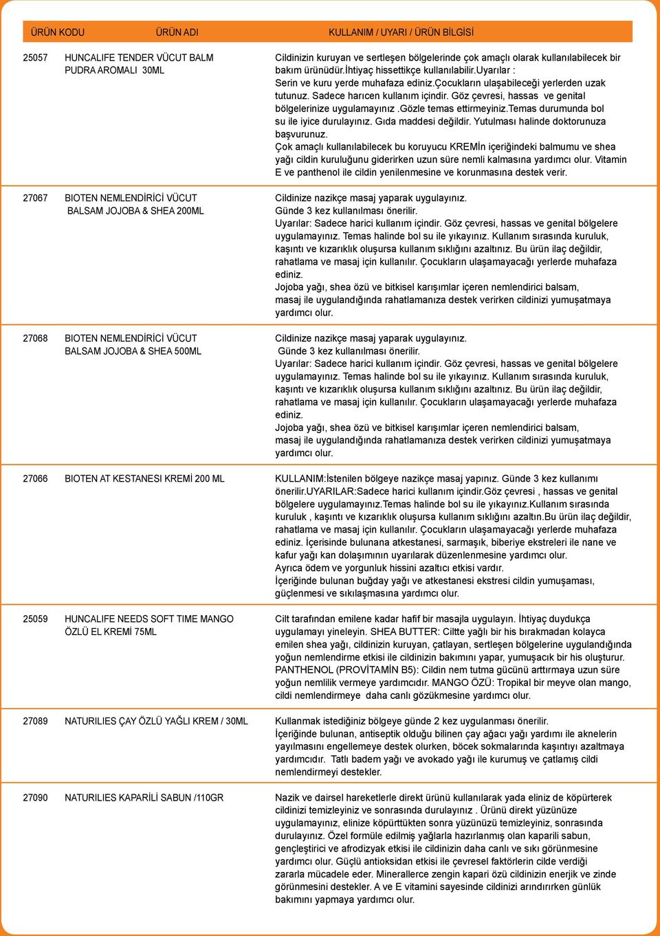 çok amaçlı olarak kullanılabilecek bir bakım ürünüdür.ihtiyaç hissettikçe kullanılabilir.uyarılar : Serin ve kuru yerde muhafaza ediniz.çocukların ulaşabileceği yerlerden uzak tutunuz.