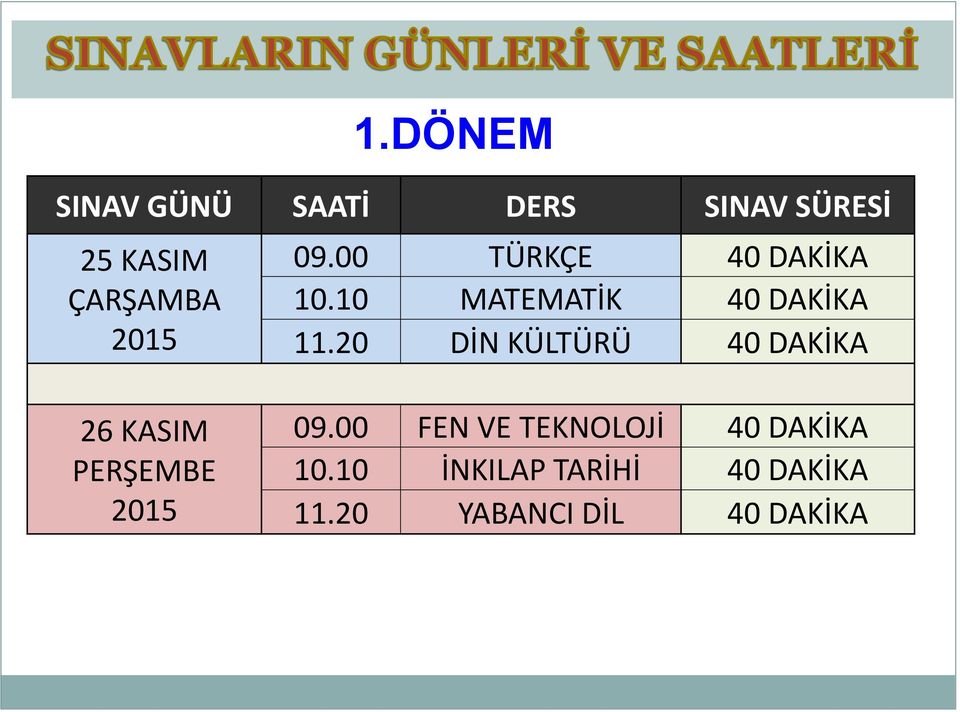 20 DİN KÜLTÜRÜ 40 DAKİKA 26 KASIM PERŞEMBE 2015 09.