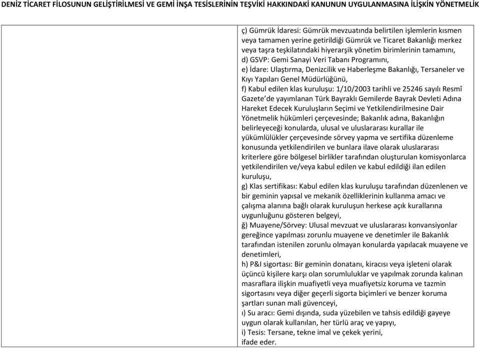 tarihli ve 25246 sayılı Resmî Gazete de yayımlanan Türk Bayraklı Gemilerde Bayrak Devleti Adına Hareket Edecek Kuruluşların Seçimi ve Yetkilendirilmesine Dair Yönetmelik hükümleri çerçevesinde;