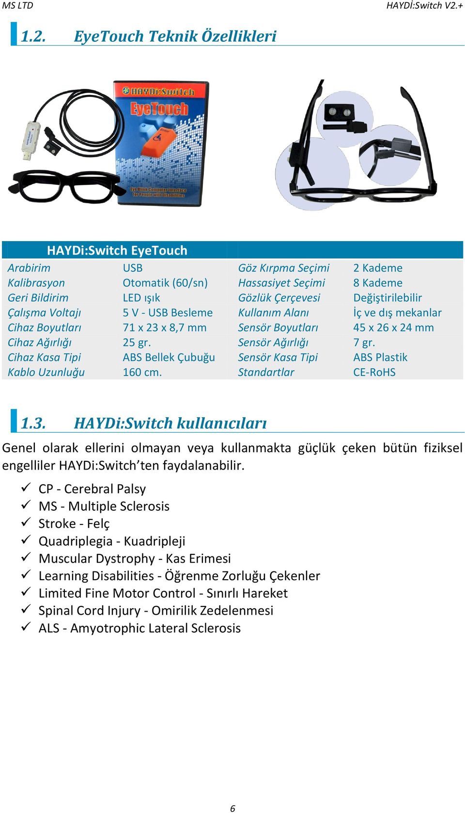 Cihaz Kasa Tipi ABS Bellek Çubuğu Sensör Kasa Tipi ABS Plastik Kablo Uzunluğu 160 cm. Standartlar CE-RoHS 1.3.
