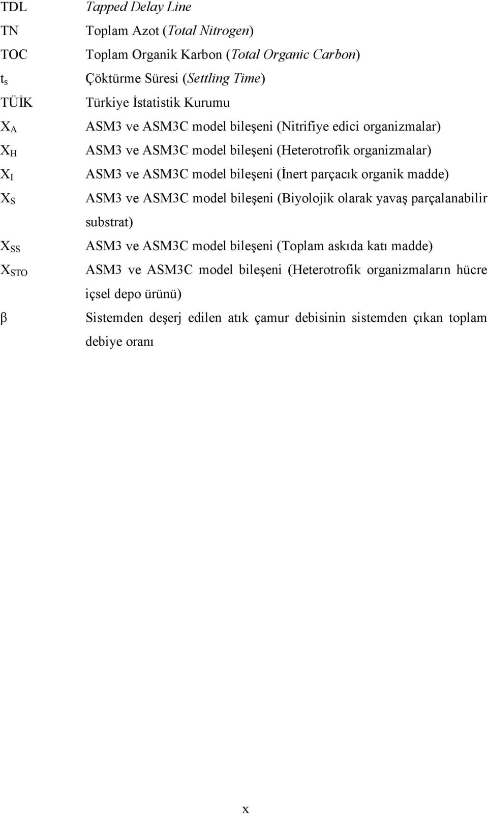 bileşeni (İnert parçacık organik madde) ASM3 ve ASM3C model bileşeni (Biyolojik olarak yavaş parçalanabilir substrat) ASM3 ve ASM3C model bileşeni (Toplam askıda katı