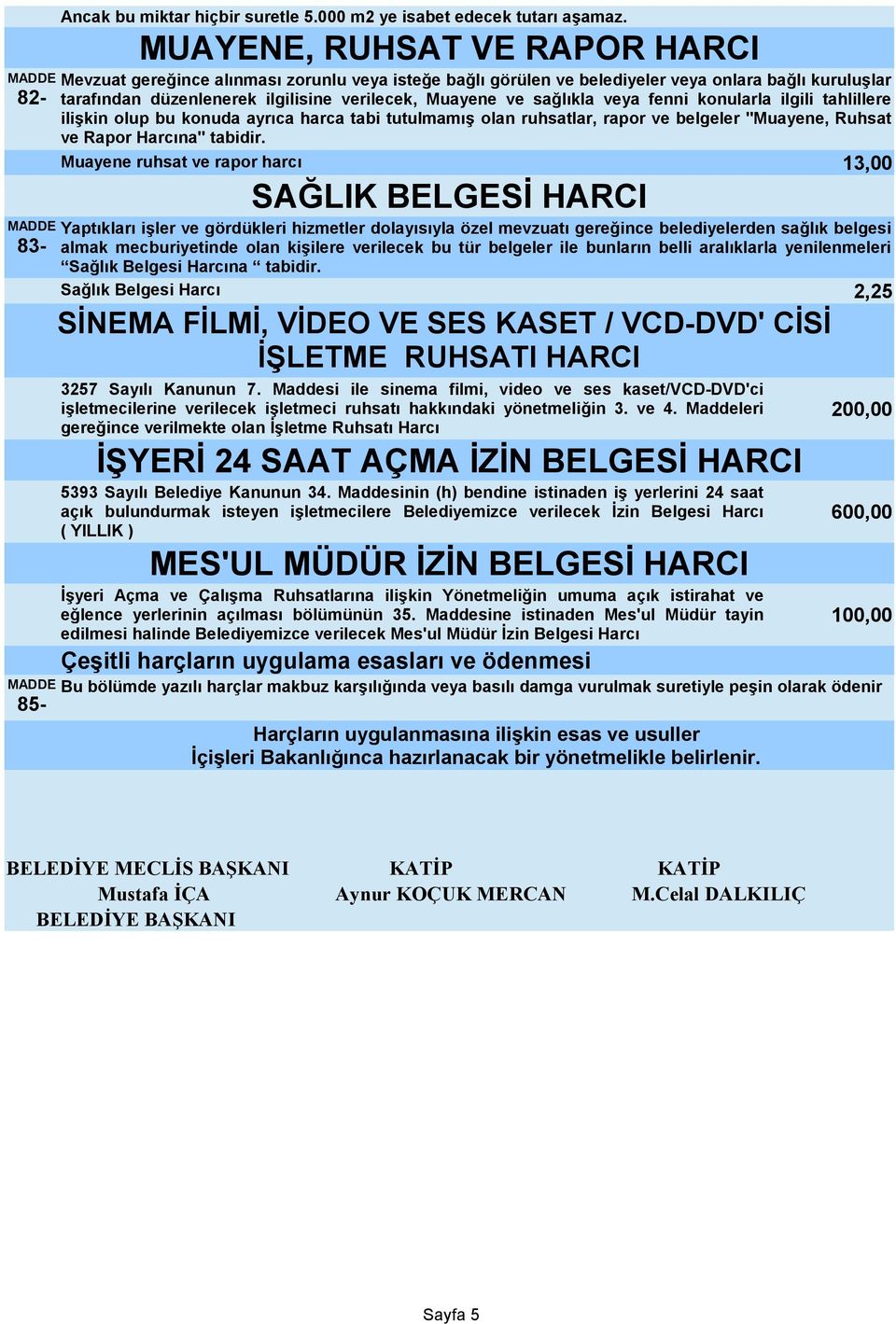 sağlıkla veya fenni konularla ilgili tahlillere ilişkin olup bu konuda ayrıca harca tabi tutulmamış olan ruhsatlar, rapor ve belgeler ''Muayene, Ruhsat ve Rapor Harcına'' tabidir.