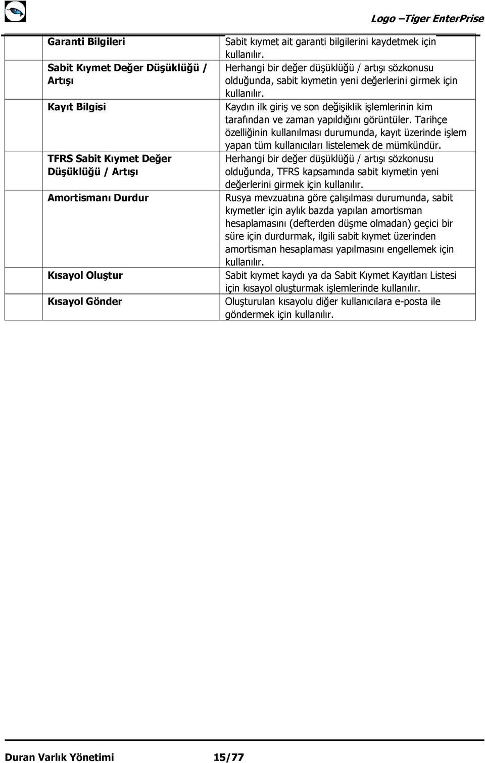 Kaydın ilk giriş ve son değişiklik işlemlerinin kim tarafından ve zaman yapıldığını görüntüler.