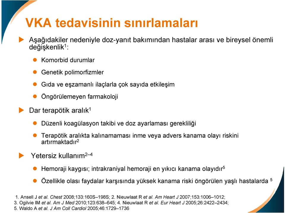 artırmaktadır 2 Yetersiz kullanım 2 4 Hemoraji kaygısı; intrakraniyal hemoraji en yıkıcı kanama olayıdır 5 Özellikle olası faydalar karşısında yüksek kanama riski öngörülen yaşlı hastalarda 5 1.