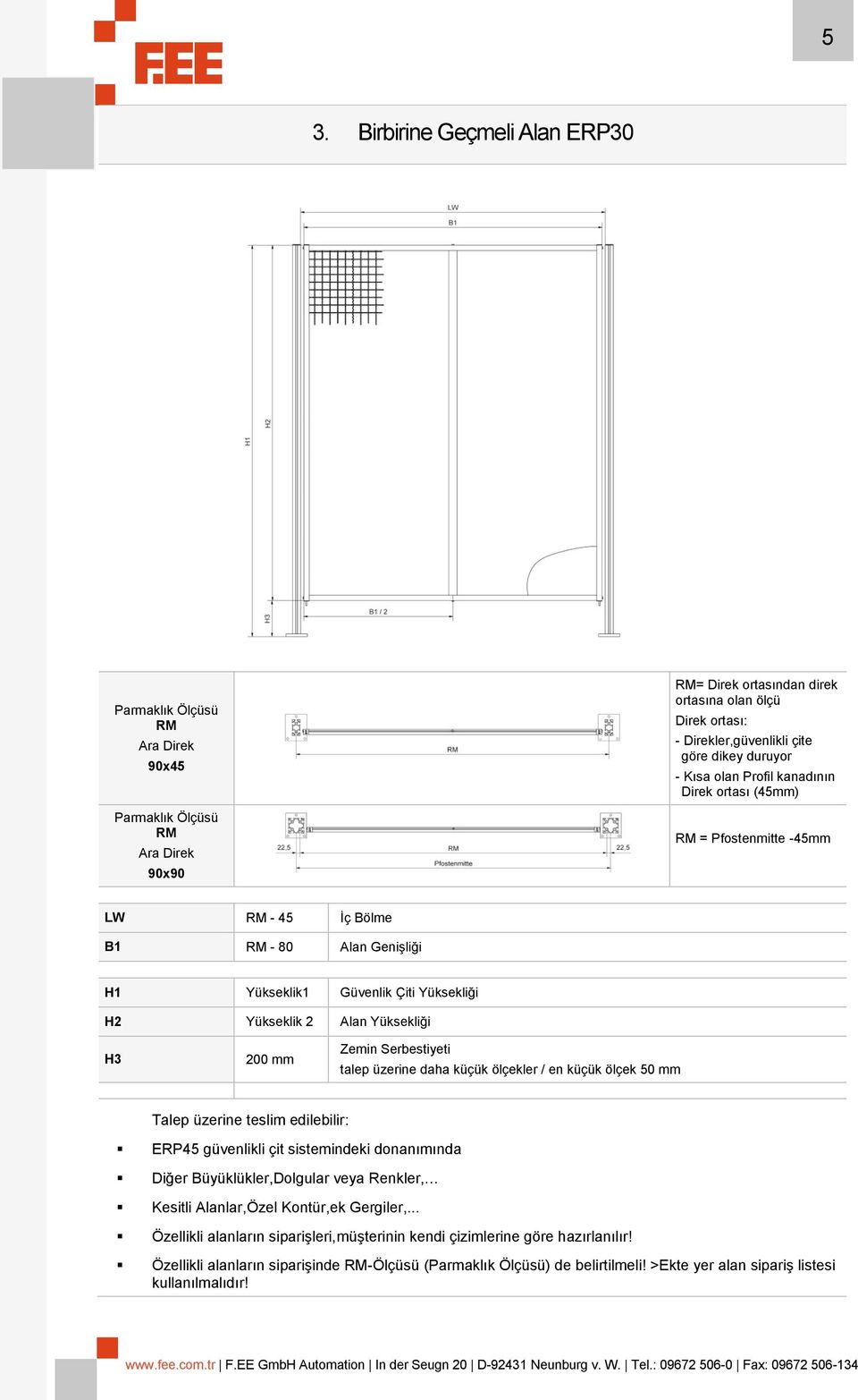 Yüksekliği H3 200 mm Zemin Serbestiyeti talep üzerine daha küçük ölçekler / en küçük ölçek 50 mm Talep üzerine teslim edilebilir: ERP45 güvenlikli çit sistemindeki donanımında Diğer