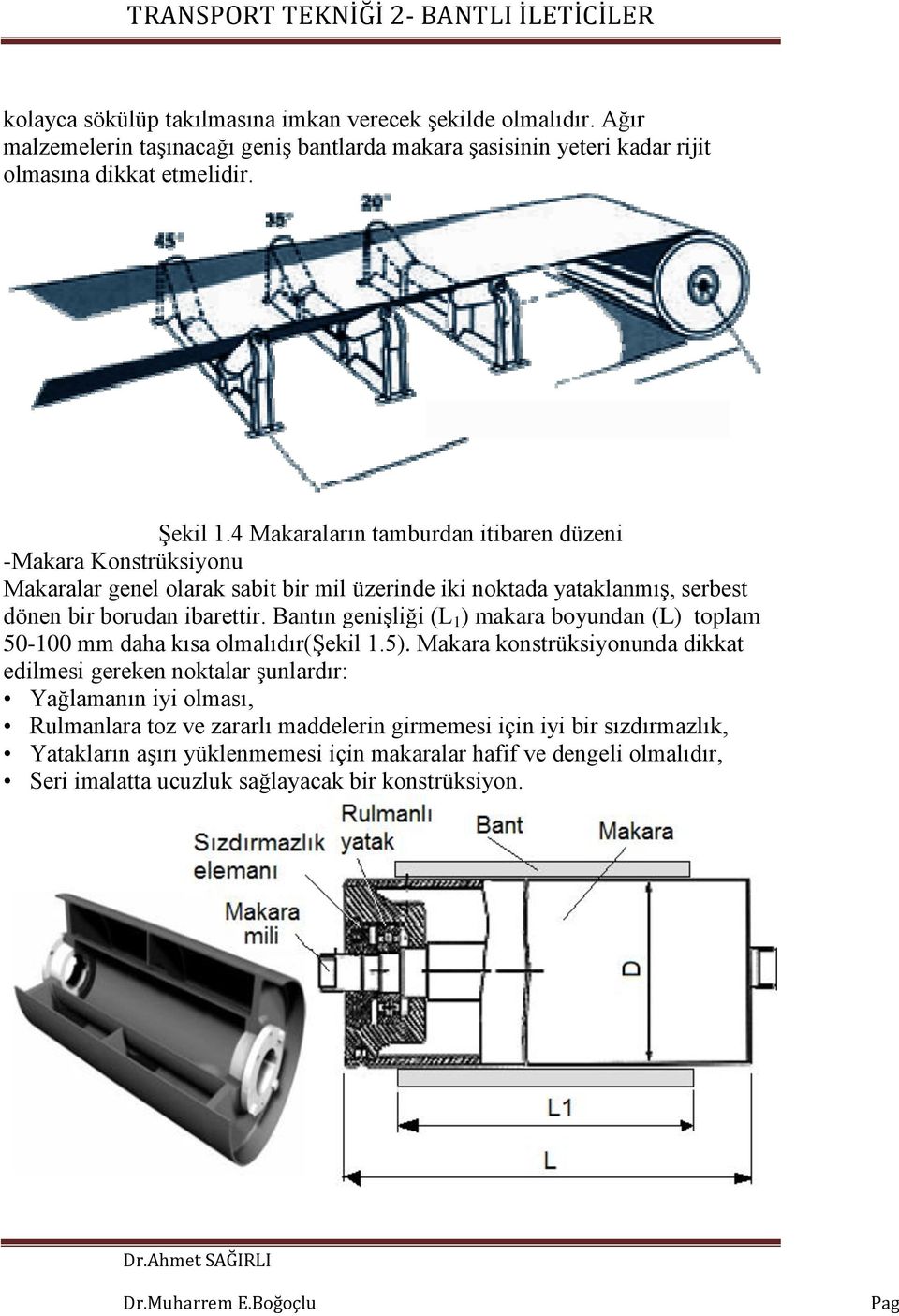 Bantın genişliği (L 1 ) makara boyundan (L) toplam 50-100 mm daha kısa olmalıdır(şekil 1.5).