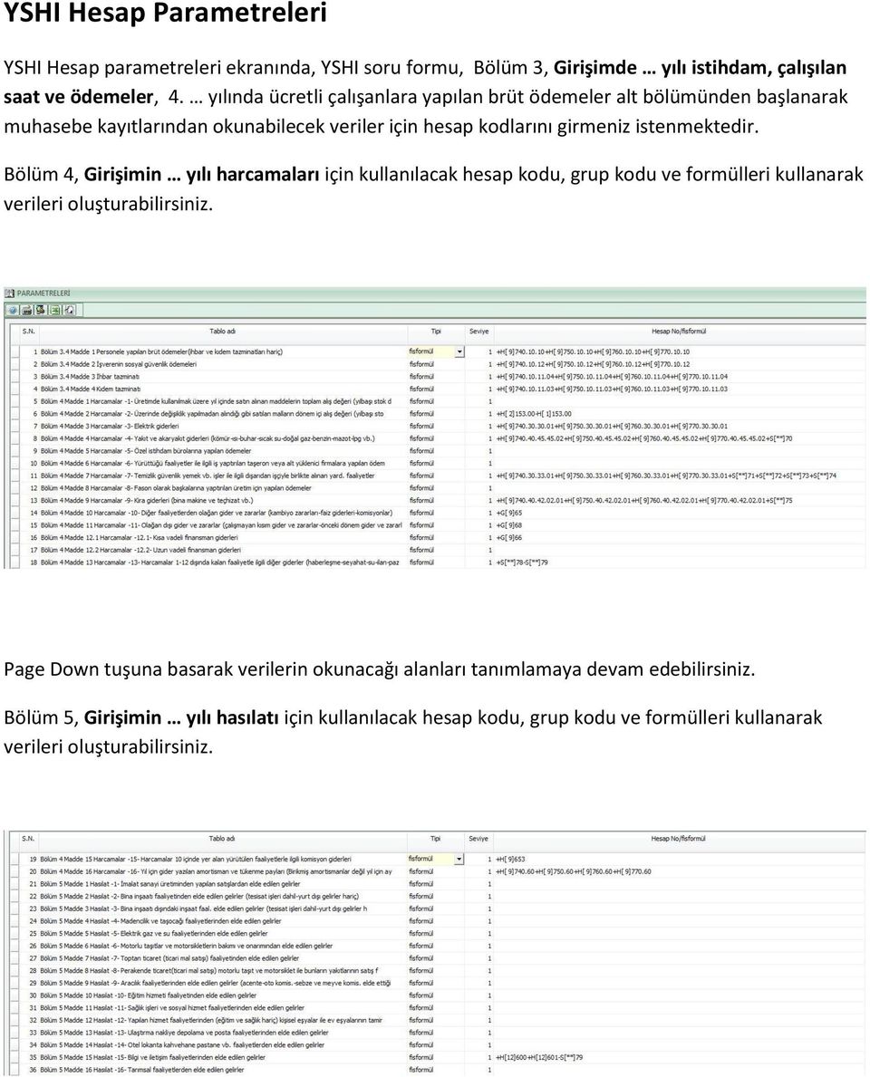 istenmektedir. Bölüm 4, Girişimin yılı harcamaları için kullanılacak hesap kodu, grup kodu ve formülleri kullanarak verileri oluşturabilirsiniz.