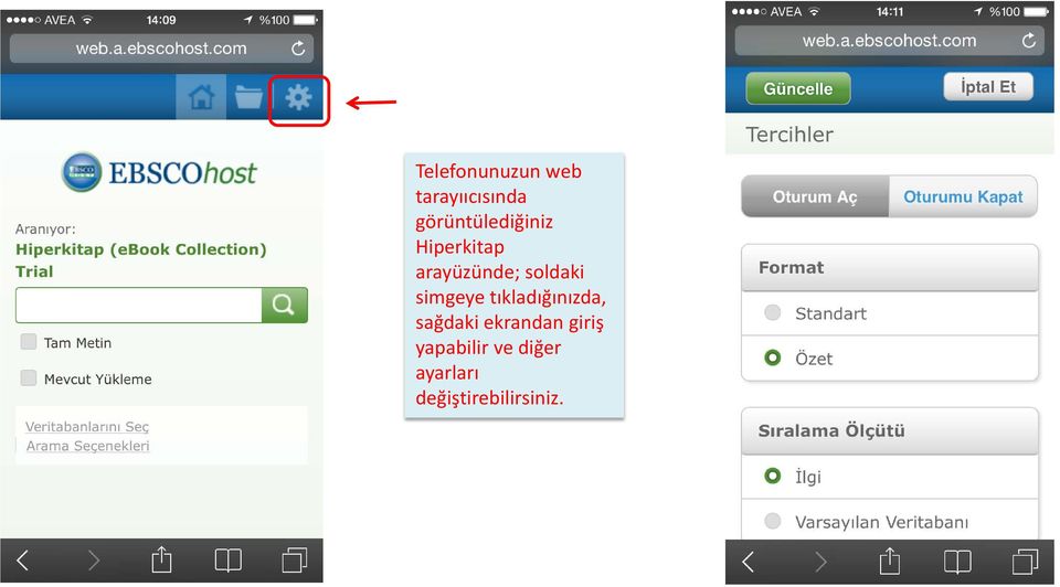 soldaki simgeye tıkladığınızda, sağdaki