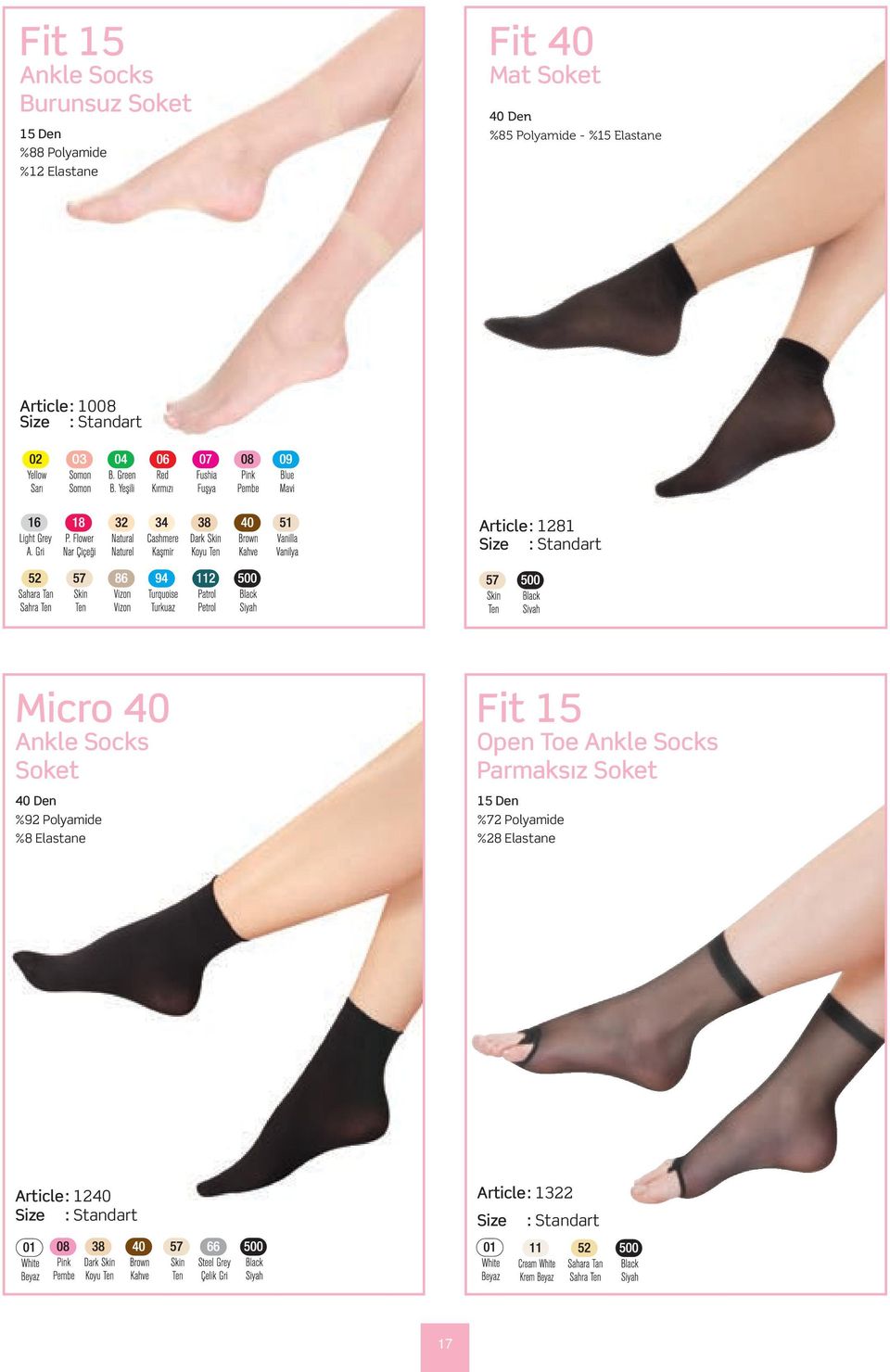 Ankle Socks Soket %92 Polyamide %8 Elastane Fit 15 Open Toe Ankle Socks