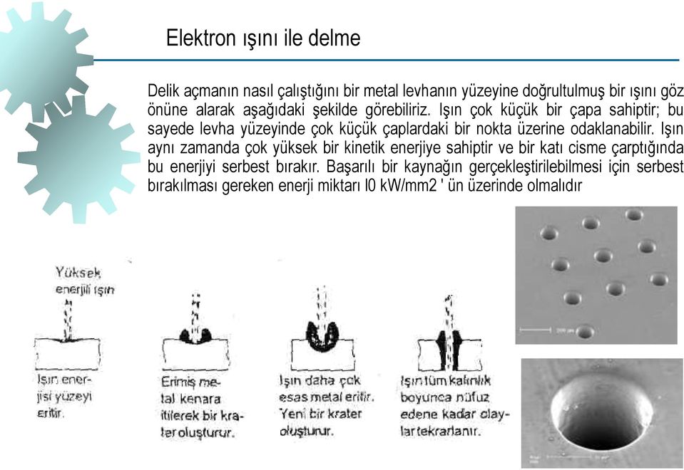 Işın çok küçük bir çapa sahiptir; bu sayede levha yüzeyinde çok küçük çaplardaki bir nokta üzerine odaklanabilir.