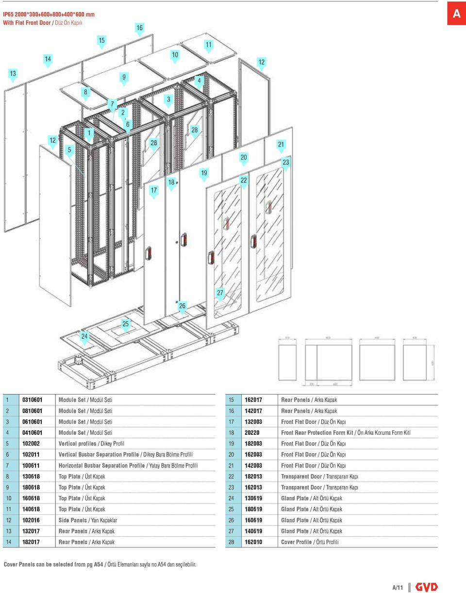 Profili 7 100611 Horizontal Busbar Separation Profile / Yatay Bara Bölme Profili 8 130618 Top Plate / Üst Kapak 9 180618 Top Plate / Üst Kapak 10 160618 Top Plate / Üst Kapak 11 140618 Top Plate /