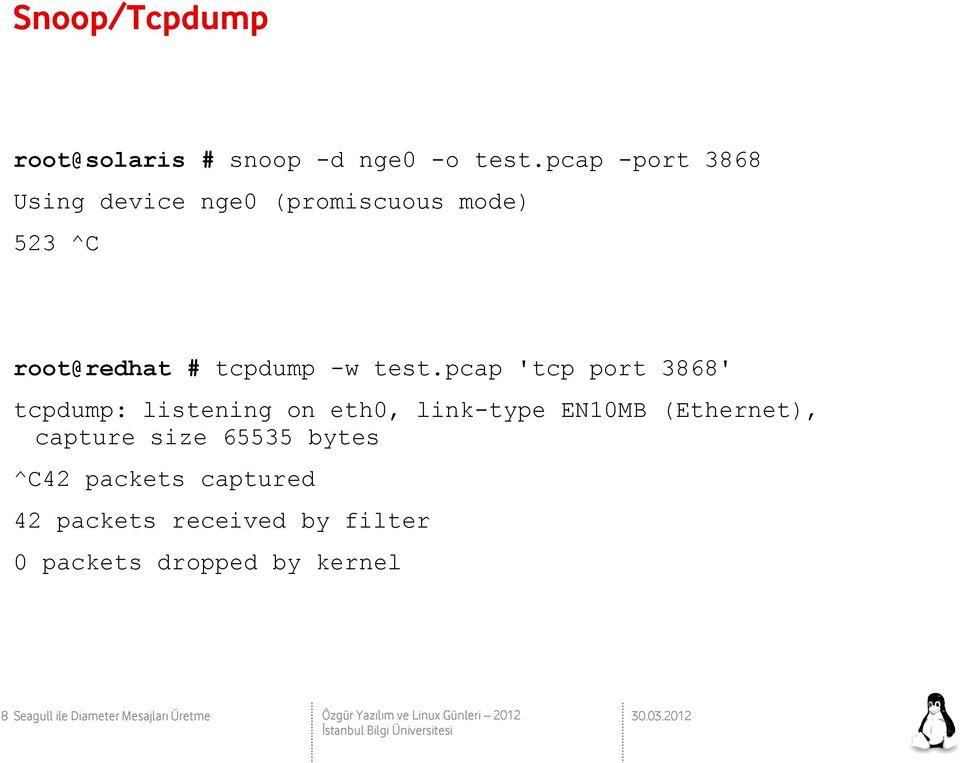 pcap 'tcp port 3868' tcpdump: listening on eth0, link-type EN10MB (Ethernet), capture size 65535