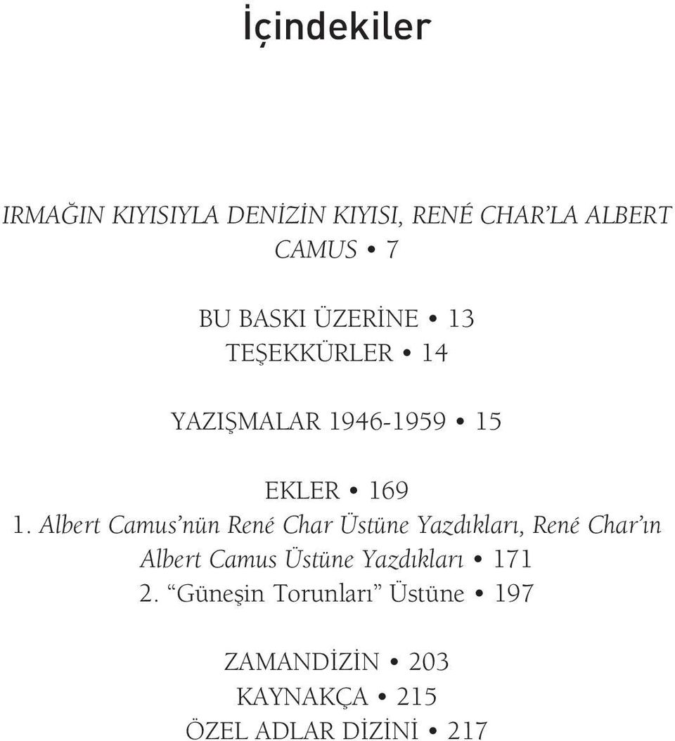 Albert Camus nün René Char Üstüne Yazdıkları, René Char ın Albert Camus Üstüne