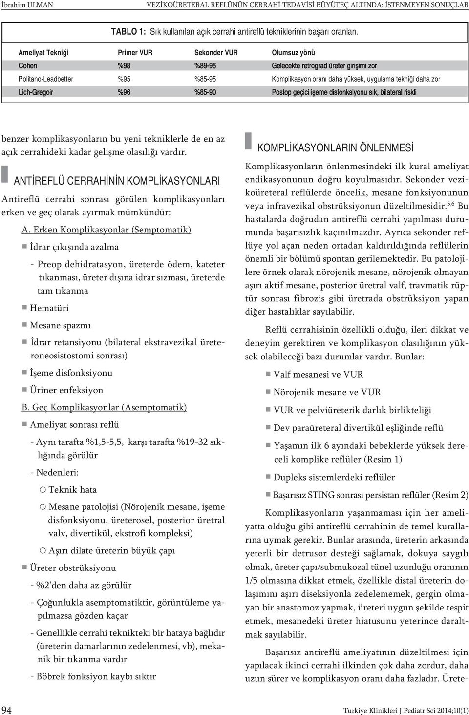 Lich-Gregoir %96 %85-90 Postop geçici işeme disfonksiyonu sık, bilateral riskli benzer komplikasyonların bu yeni tekniklerle de en az açık cerrahideki kadar gelişme olasılığı vardır.