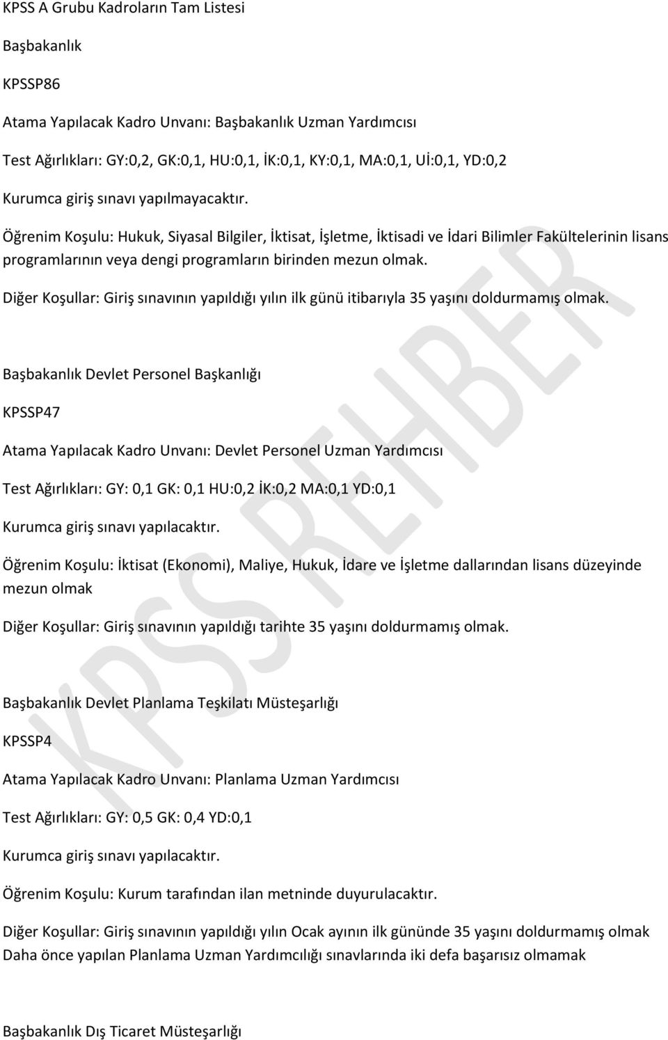 Öğrenim Koşulu: Hukuk, Siyasal Bilgiler, İktisat, İşletme, İktisadi ve İdari Bilimler Fakültelerinin lisans programlarının veya dengi Diğer Koşullar: Giriş sınavının yapıldığı yılın ilk günü