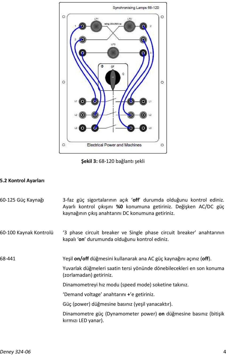 60-00 Kaynak Kontrolü phase circuit breaker ve Single phase circuit breaker anahtarının kapalı on durumunda olduğunu kontrol ediniz.