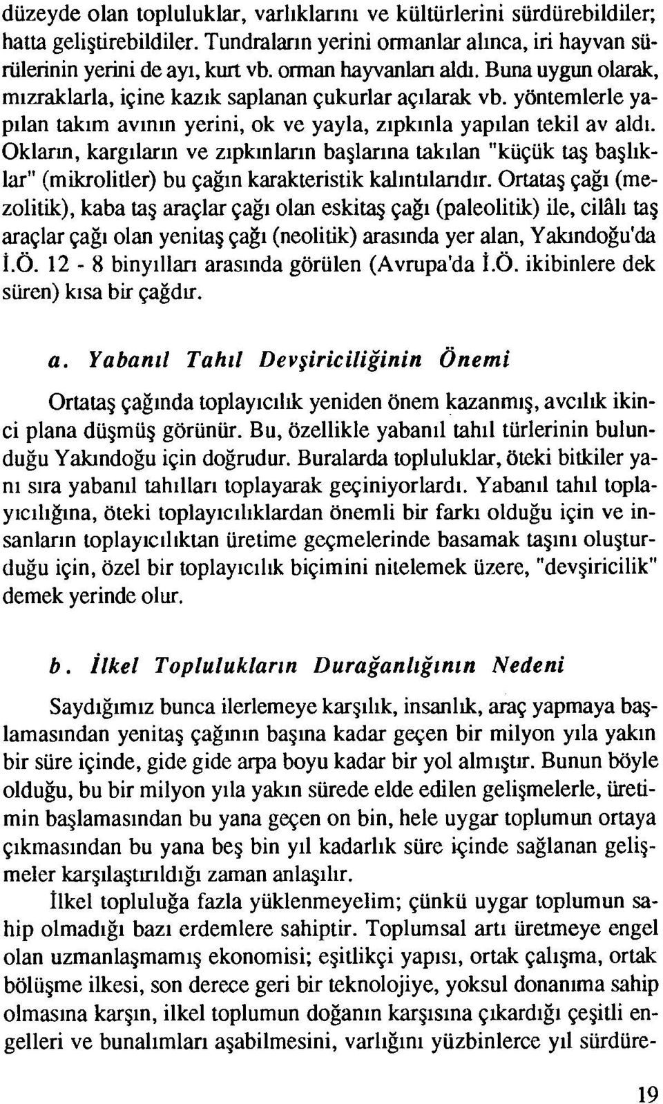 Okların, kargıların ve zıpkınların başlarına takılan "küçük taş başlıklar" (mikrolitler) bu çağın karakteristik kalıntılandır.