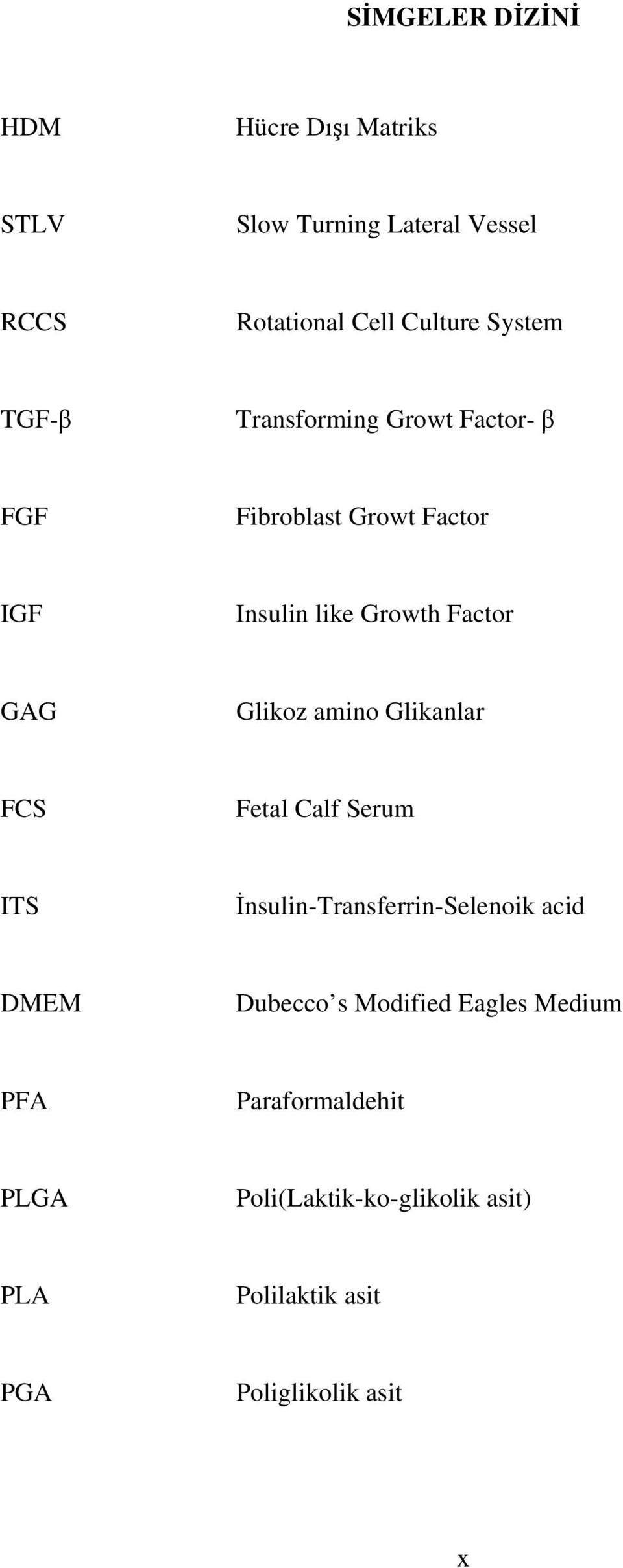 Glikoz amino Glikanlar FCS Fetal Calf Serum ITS İnsulin-Transferrin-Selenoik acid DMEM Dubecco s Modified