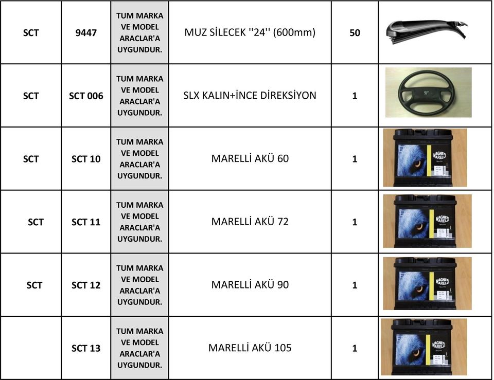 MARELLİ AKÜ 0 SCT SCT MARELLİ AKÜ 72 SCT