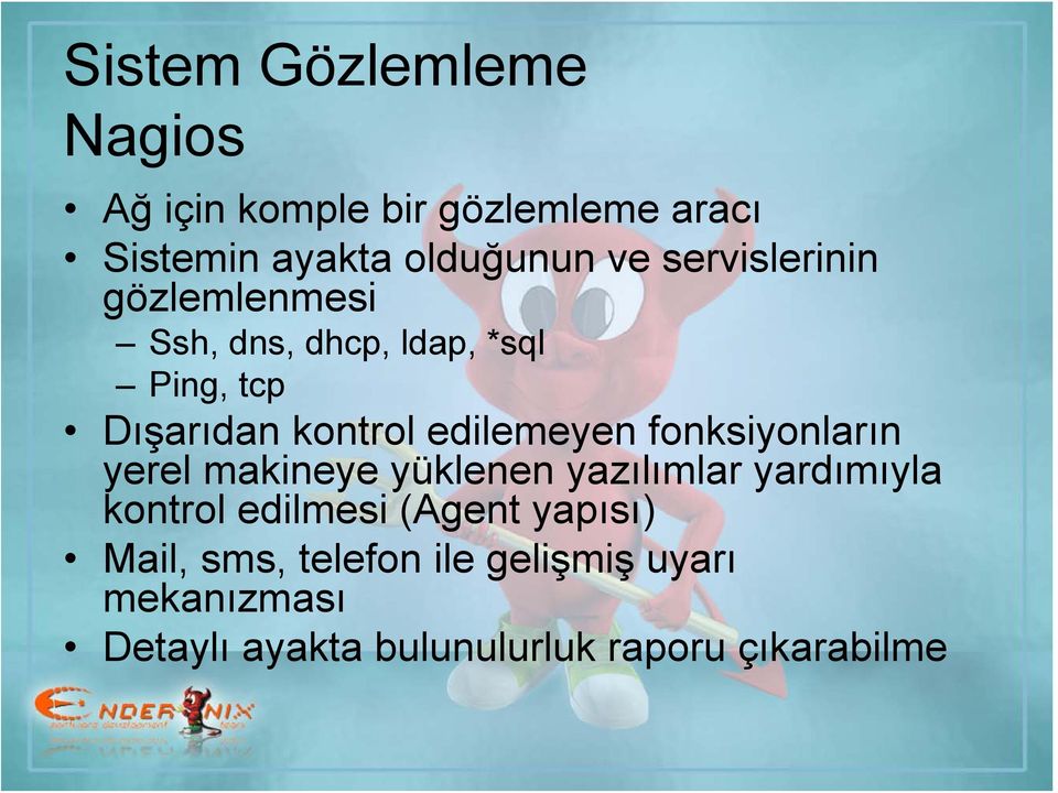 fonksiyonların yerel makineye yüklenen yazılımlar yardımıyla kontrol edilmesi (Agent yapısı)