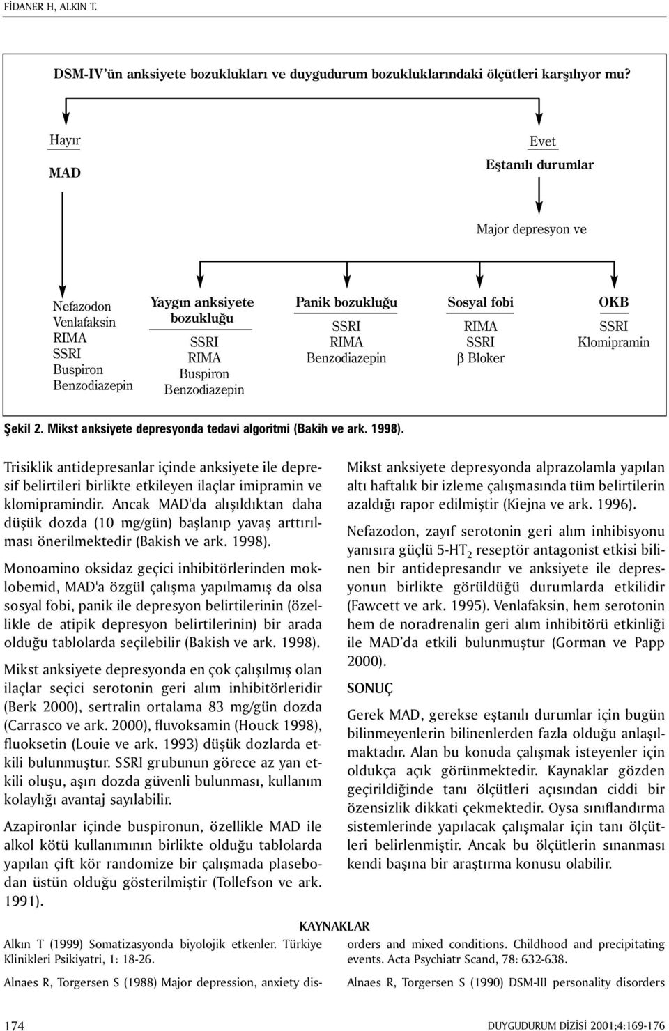 fobi RIMA β Bloker OKB Klomipramin Þekil 2. Mikst anksiyete depresyonda tedavi algoritmi (Bakih ve ark. 1998).