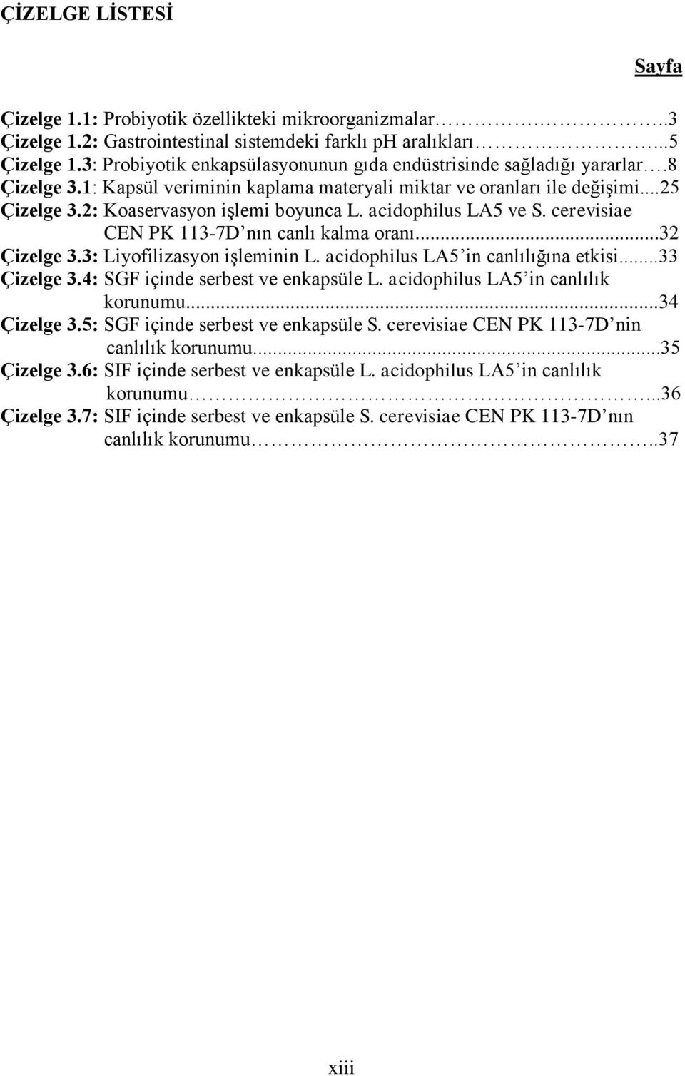 acidophilus LA5 ve S. cerevisiae CEN PK 113-7D nın canlı kalma oranı...32 Çizelge 3.3: Liyofilizasyon işleminin L. acidophilus LA5 in canlılığına etkisi...33 Çizelge 3.