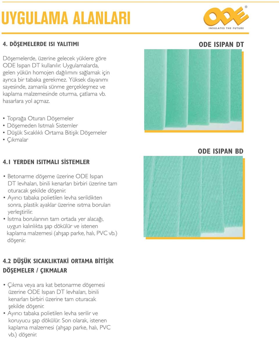 hasarlara yol açmaz. Toprağa Oturan Döşemeler Döşemeden Isıtmalı Sistemler Düşük Sıcaklıklı Ortama Bitişik Döşemeler Çıkmalar 4.