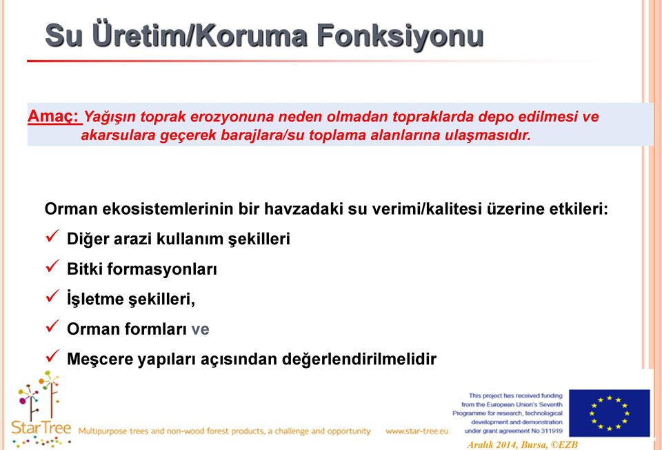 Orman ekosistemlerinin bir havzadaki su verimi/kalitesi üzerine etkileri: Diğer arazi